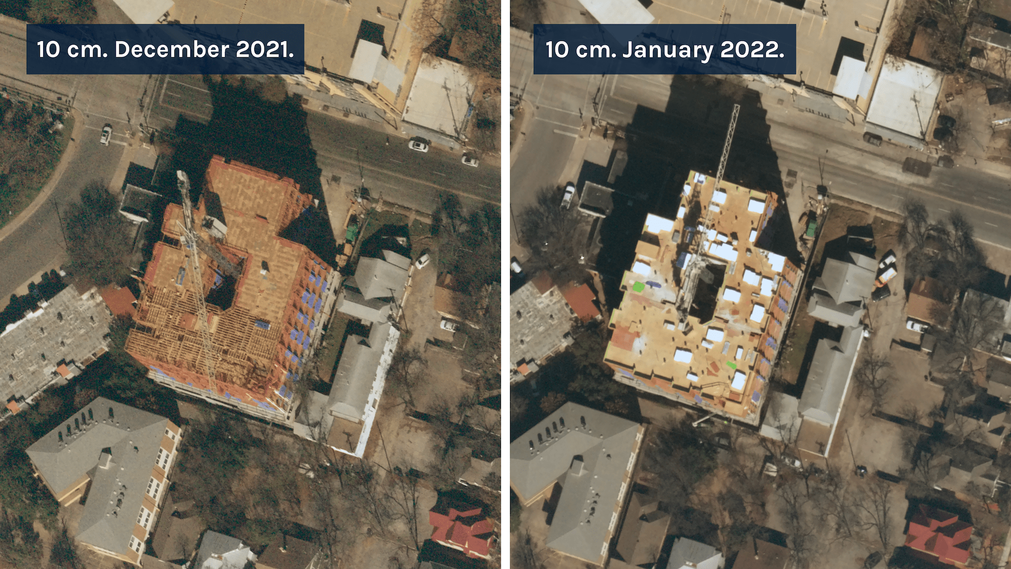 Construction progress of building from December 2021 to January 2022